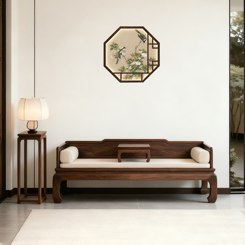 新中式黑胡桃木罗汉床实木家用大小户型榻榻米民宿禅意轻奢沙发床