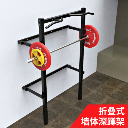 东际墙体壁挂可折叠深蹲训练架墙面安装半框式深蹲架家用健身器材