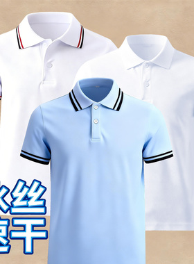 冰丝校服凉感夏季短袖速干透气薄款白色学生班服浅蓝色运动t恤