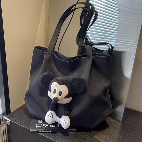 新款卡通帆布包女手提慵懒风通勤包大容量结实学生手拎单肩托特包