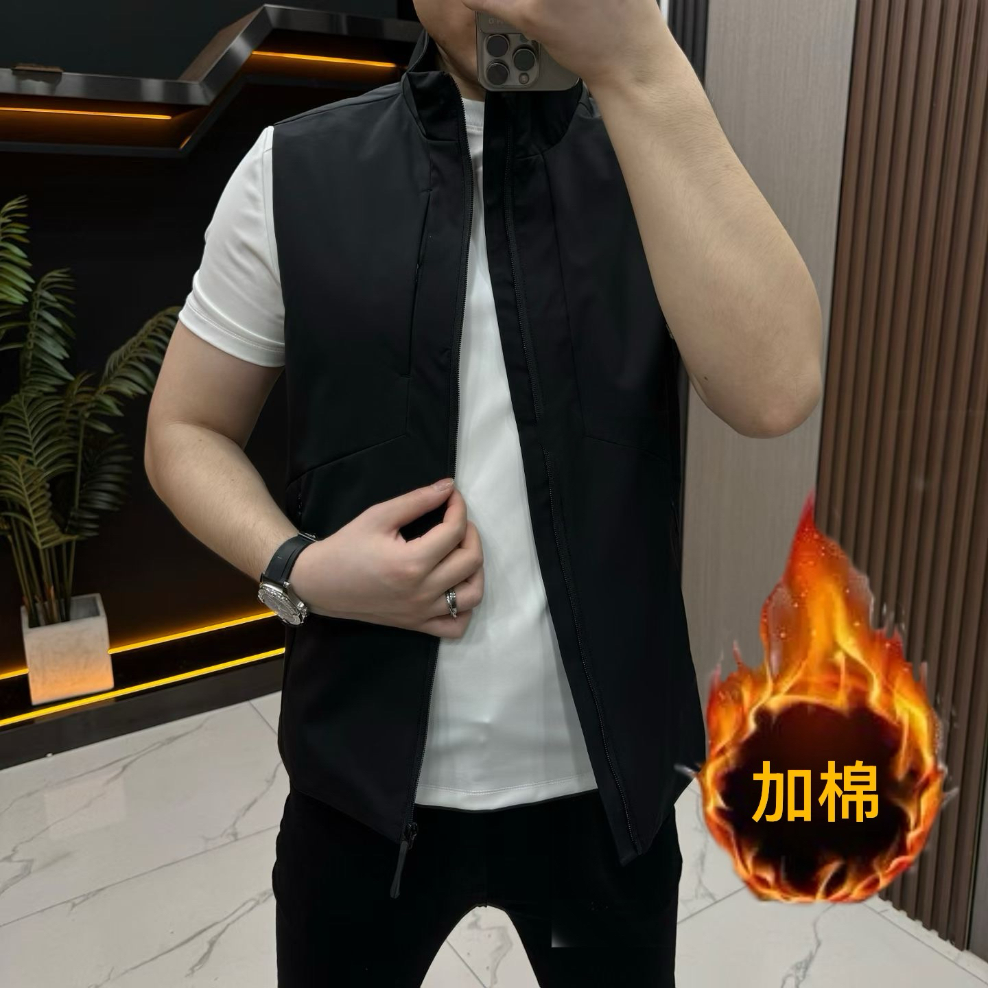 男士秋冬立领棉马甲2025新款时尚