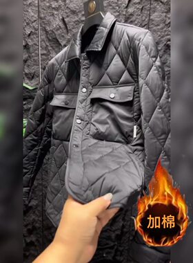 男士冬季翻领薄棉夹克2025新款潮