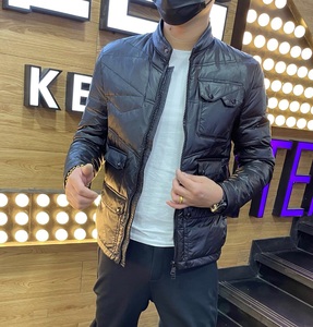 冬季新款男士个性羽绒服机车领欧货潮流时尚工装气质多口袋外套潮