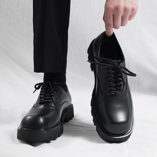 方头皮鞋男士高级感休闲皮鞋