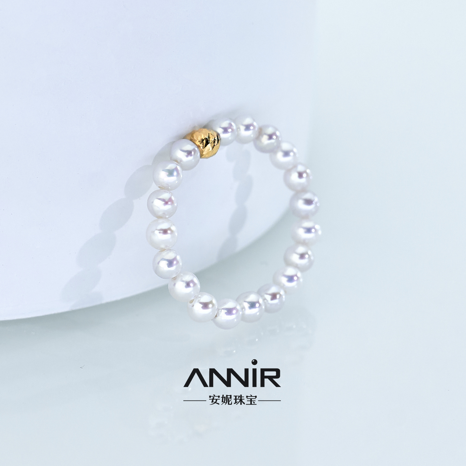 “爆闪”baby珠戒指 18K金 3mm± 1787H00DY