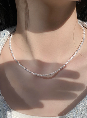 “疯狂小米”珍珠锁骨链 3-4mm S925 1869H00DY