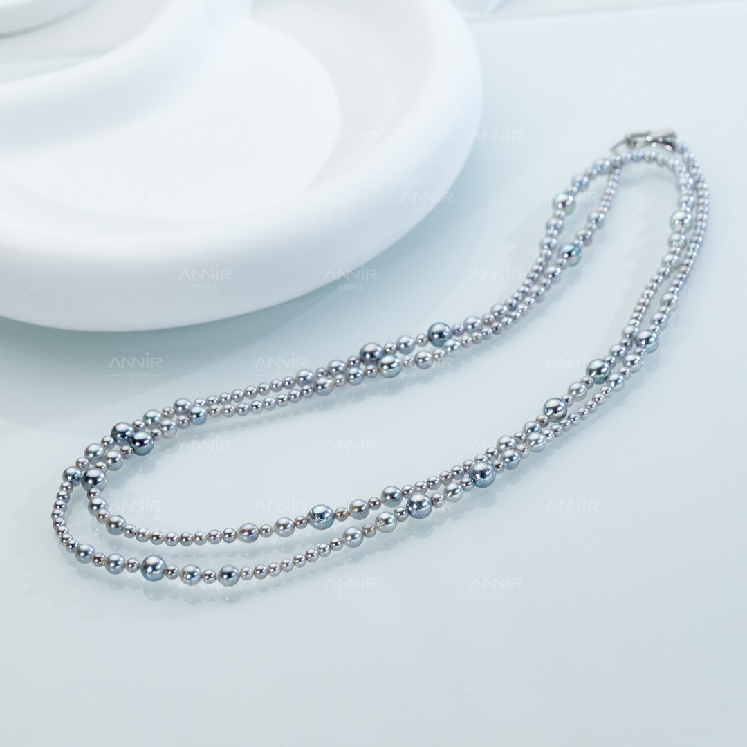 “沉鱼”真多麻海水珍珠长链 4-8mm S925银 552H000DY