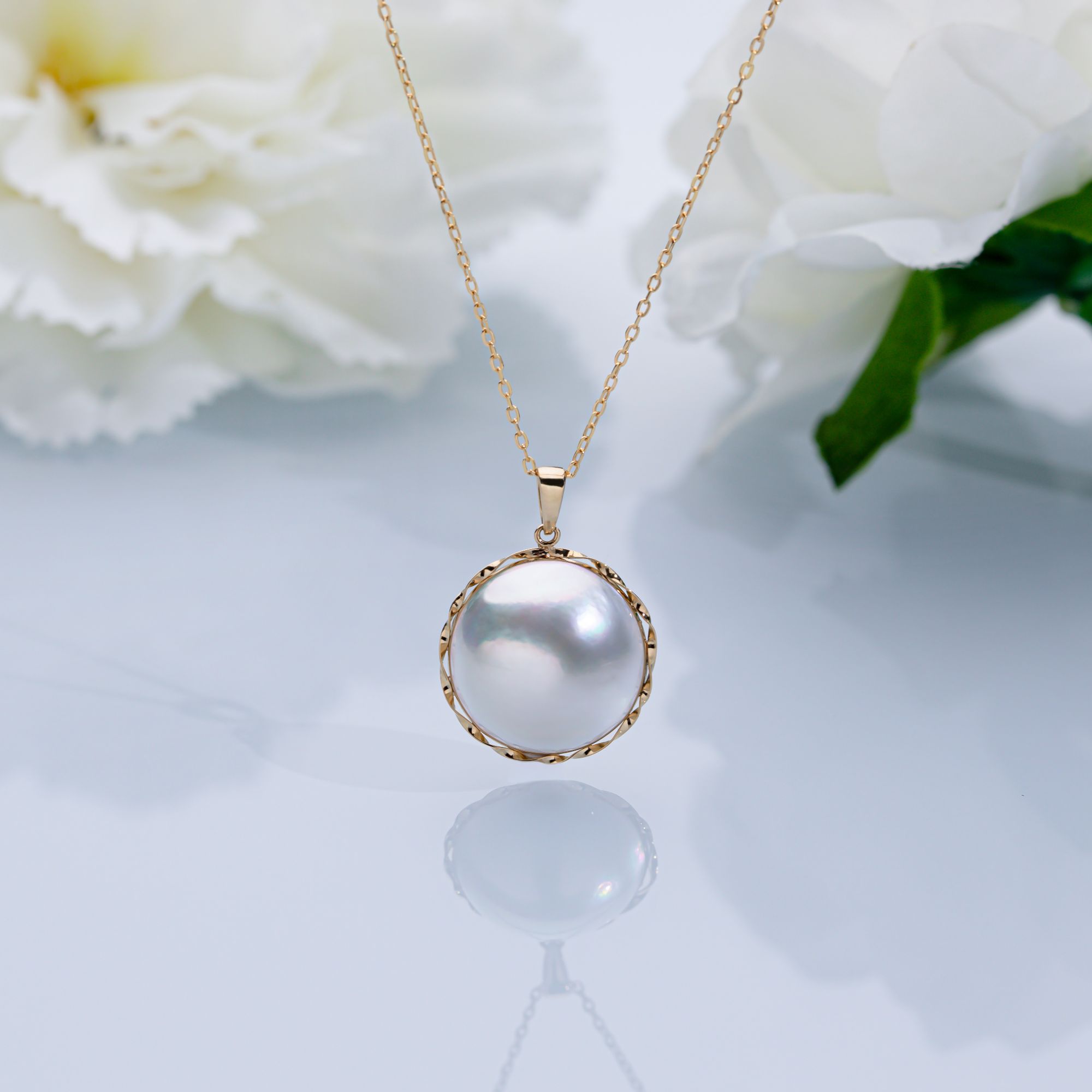 18k金马贝吊坠14-15mm