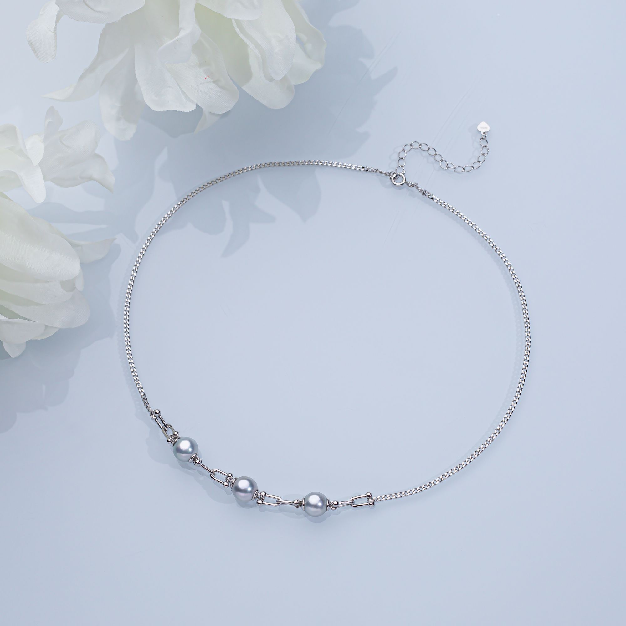 “马蹄”蓝血海水真多麻珍珠项链8-9mm  S925 2204H00DY