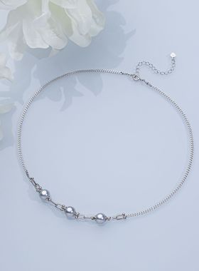 “马蹄”蓝血海水真多麻珍珠项链8-9mm  S925 2204H00DY