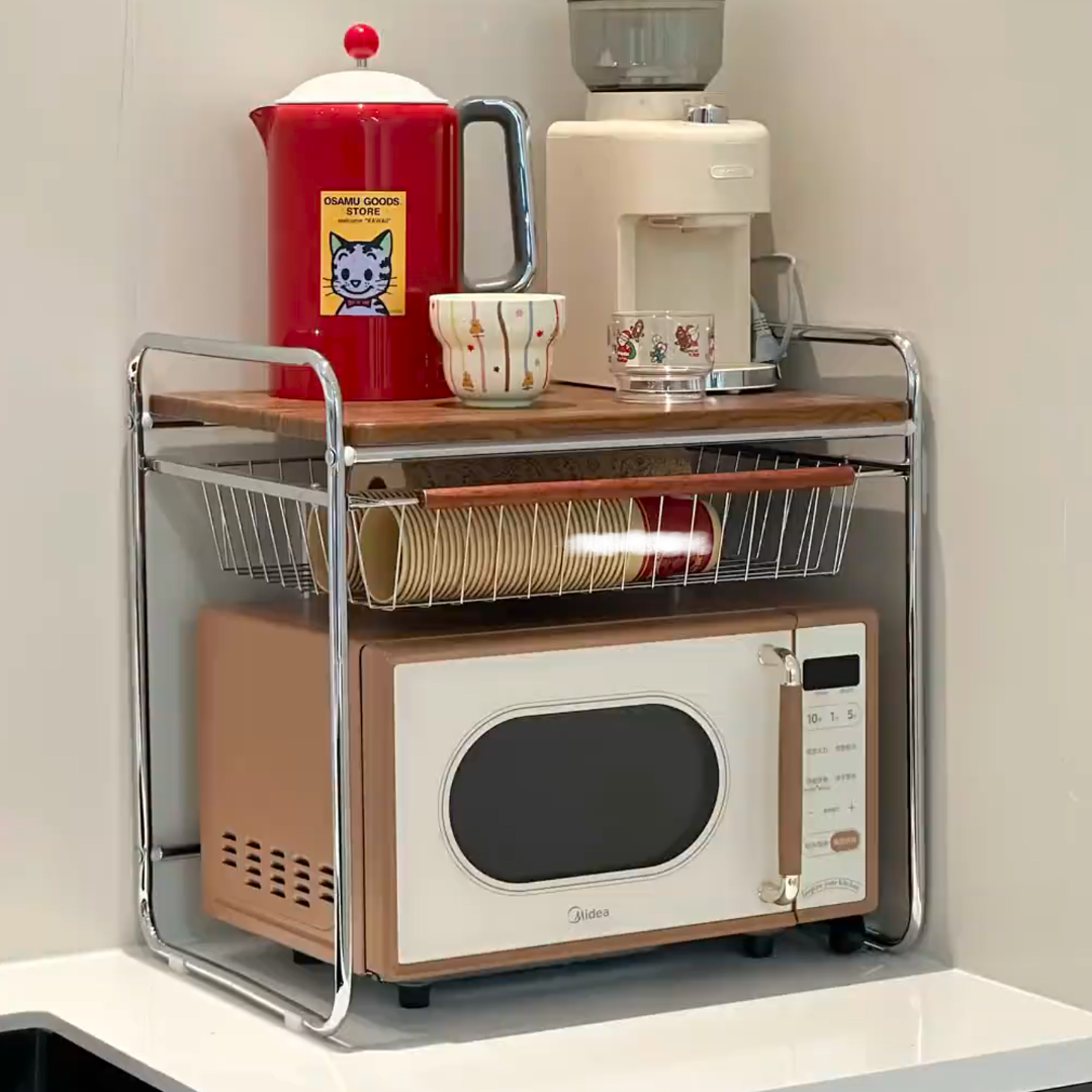 加大款微波炉置物架多层拉篮款