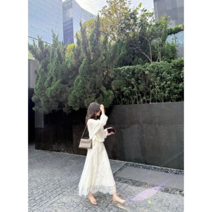 通勤秋冬A摆复古睫毛蕾丝刺绣半身裙 法式 张羞羞 睫毛弯弯