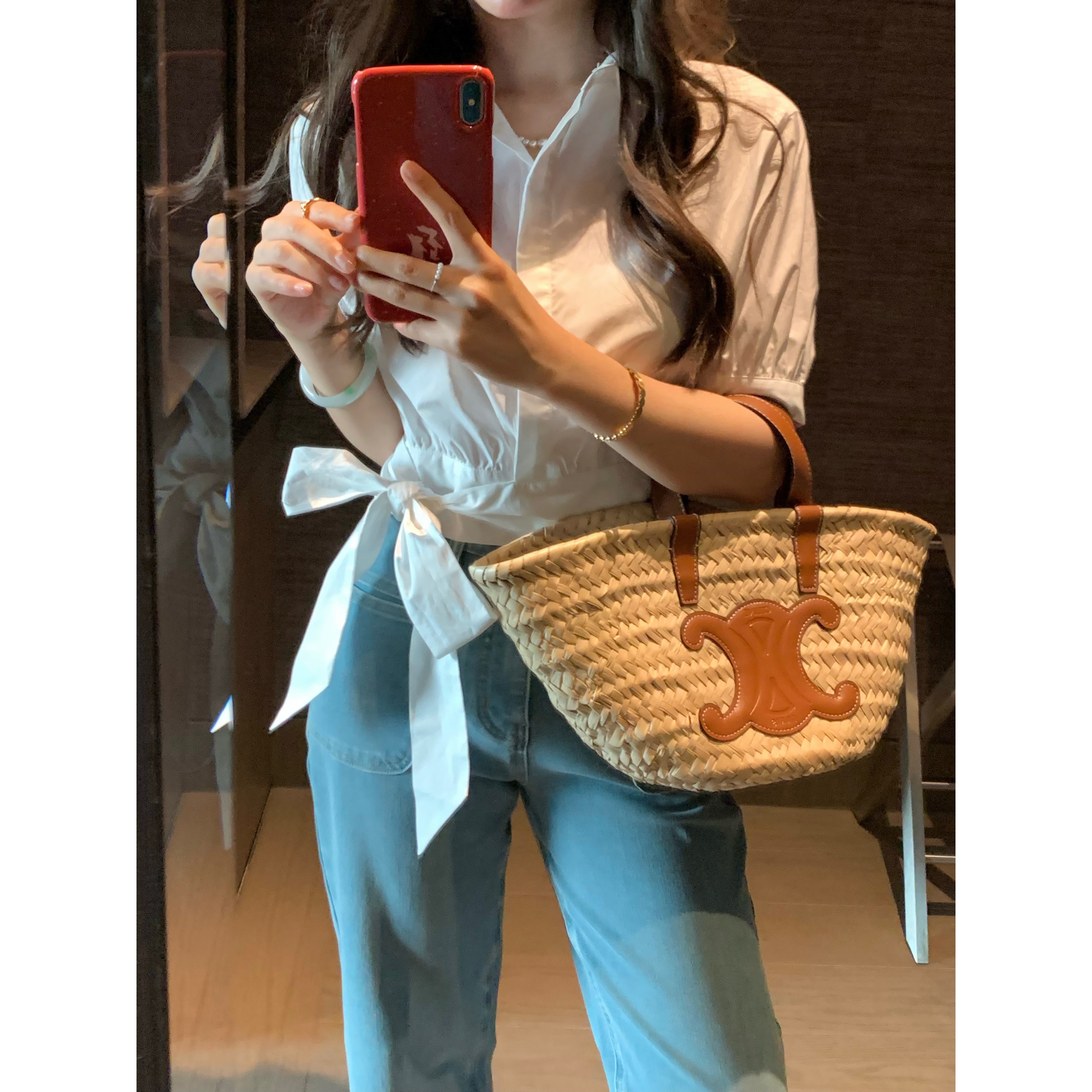 【大促清仓】张羞羞 韩系通勤气质温柔纯棉绑带短袖衬衫