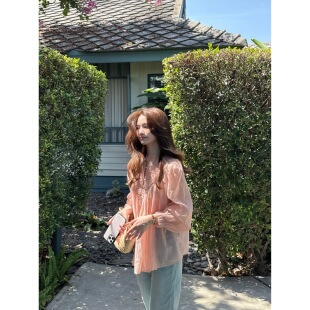 2026新款 张羞羞 防晒衬衫 对丝打揽褶皱韩系通勤春夏长袖 维多利亚