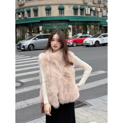 千金干枯玫瑰狐狸毛保暖马甲外套