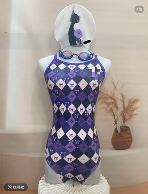 时尚减龄风修身显瘦竞速泳衣单层不带垫中叉款