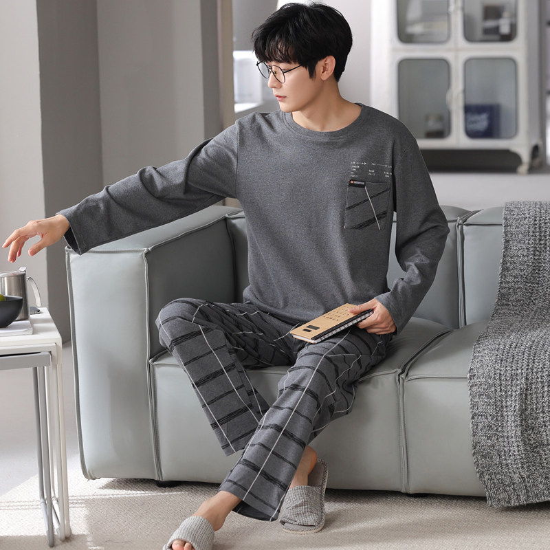 芬腾男士纯棉春秋季睡衣长袖简约休闲款套头套装全棉可外穿家居服,女士内衣/男士内衣/家居服,睡衣/家居服套装,淘宝优惠券,粉丝福利购,淘宝优惠卷
