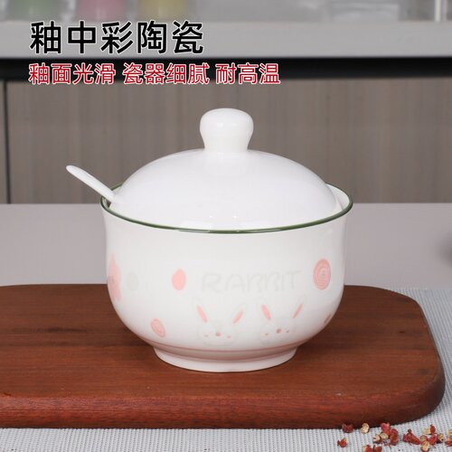 创意陶瓷调味罐带小勺