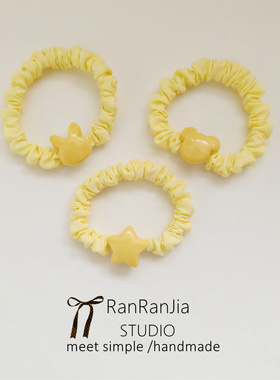 5件包邮 儿童发饰女孩头饰黄色系列小熊米奇兔子扎辫子橡皮筋发圈