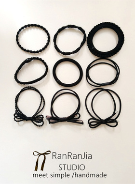 5件包邮儿童发饰女孩头饰9件套基础打底皮筋黑色蝴蝶结扎辫子发圈