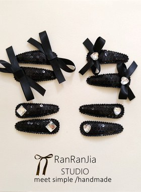 5件包邮 儿童发饰女孩头饰黑色蝴蝶结发夹黑天鹅百搭发夹宝宝BB夹