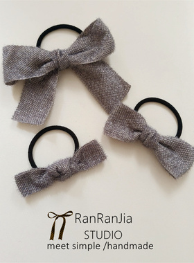 5件包邮 儿童发饰女孩头饰灰色蝴蝶结发圈高弹力不伤发小学生扎发