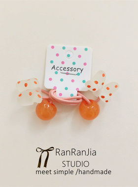 5件包邮 儿童发饰女孩头饰可爱波点蝴蝶结发绳高弹力扎马尾橡皮筋