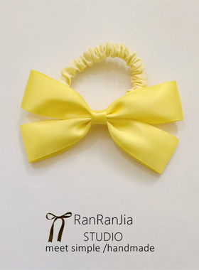5件包邮 儿童发饰女孩头饰可爱嫩黄色手工蝴蝶结发圈扎发头绳肠圈