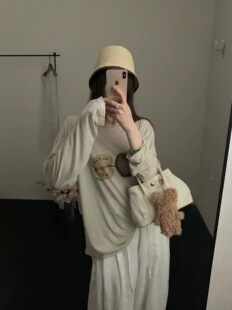 实拍26年夏上新设计感圆领印花休闲长袖T恤女
