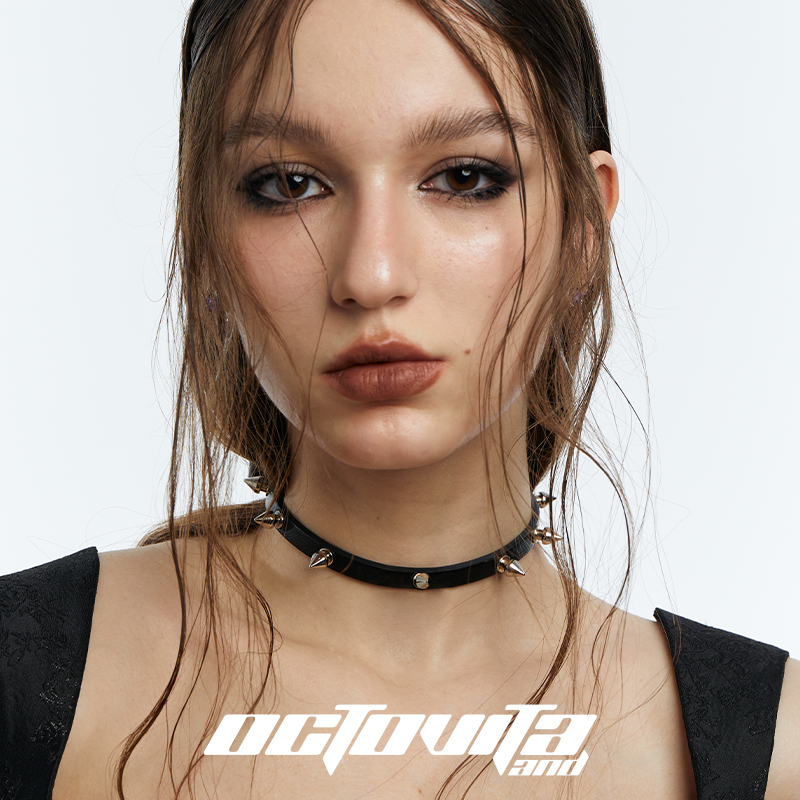 OCTOVITA铆钉锁骨链黑色choker