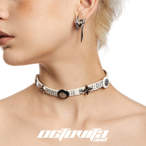 铜镀白金皮项圈原创设计项链