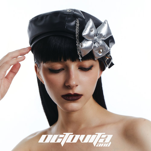 暗黑复古辣妹蝴蝶结铆钉链条帽