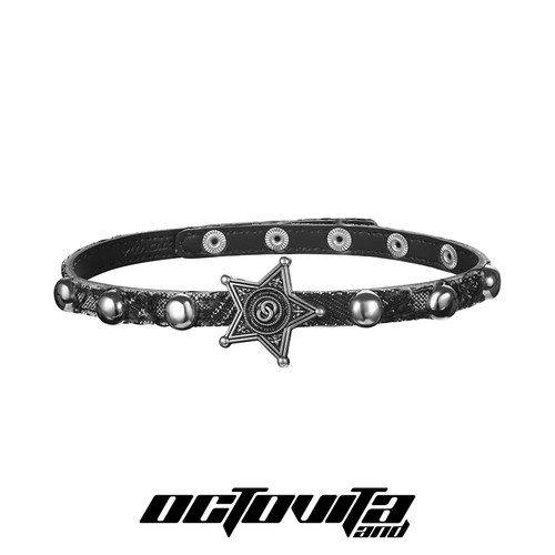 皮项圈女星星蛇纹项链