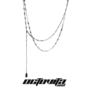 OCTO 双层哥特风流苏暗黑辣妹十字拼接锁骨链 VITA群鸦系列项链