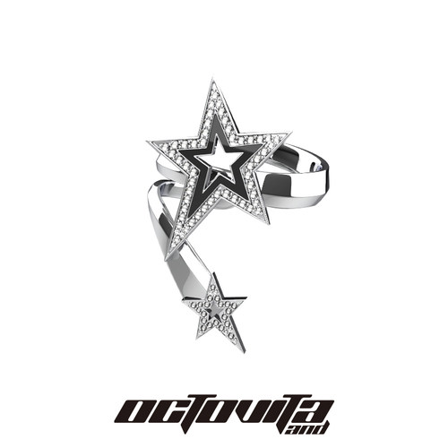 黄子弘凡同款银河戒指 原创设计星河高级感双星芒缠绕不规则指环