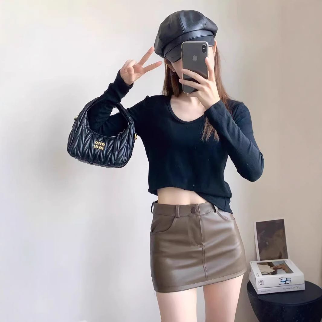 pu皮裙半身裙女小个子2024秋冬季高腰百搭a字紧身气质包臀裙短裙