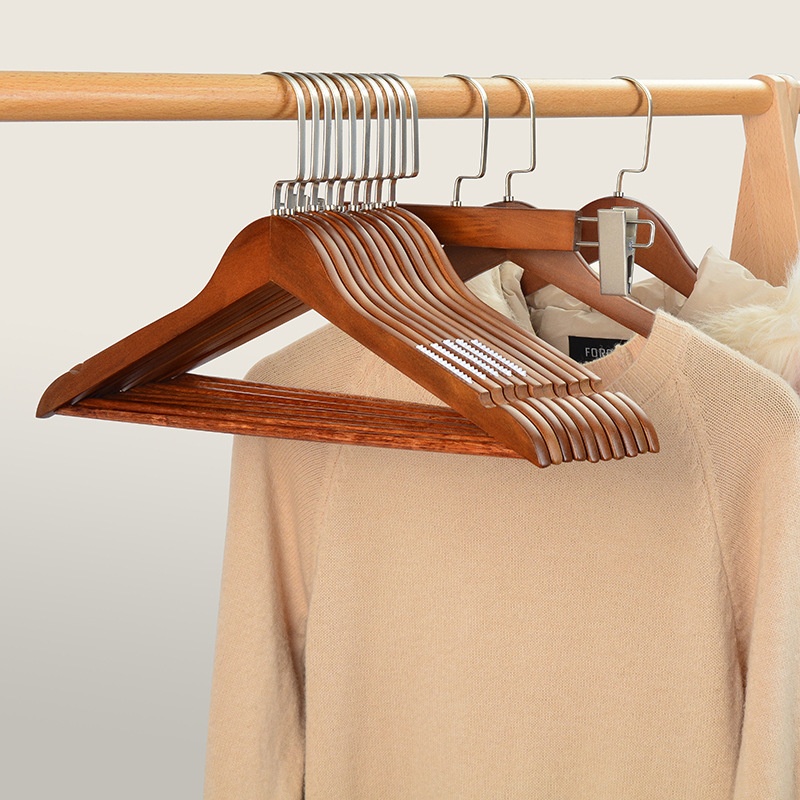 北欧简约荷木实木衣架家用挂衣木质防滑防变形加厚无痕卧室衣帽间