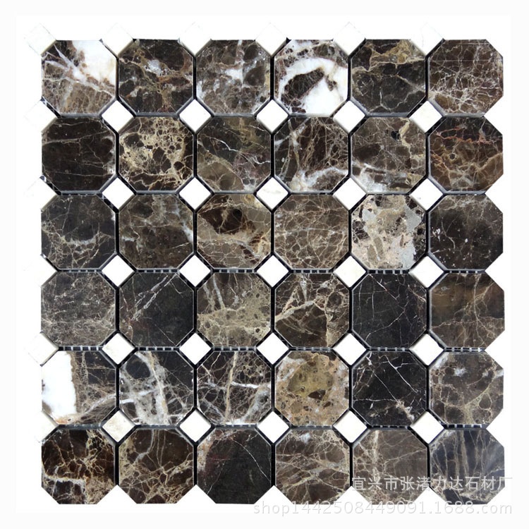 马赛克电视背景墙 深啡网天然大理石瓷砖 抛光石材马赛克