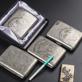 6.5mm中支烟盒20支装 复古古银烟盒中粗烟两用 粗烟16支金属香烟盒