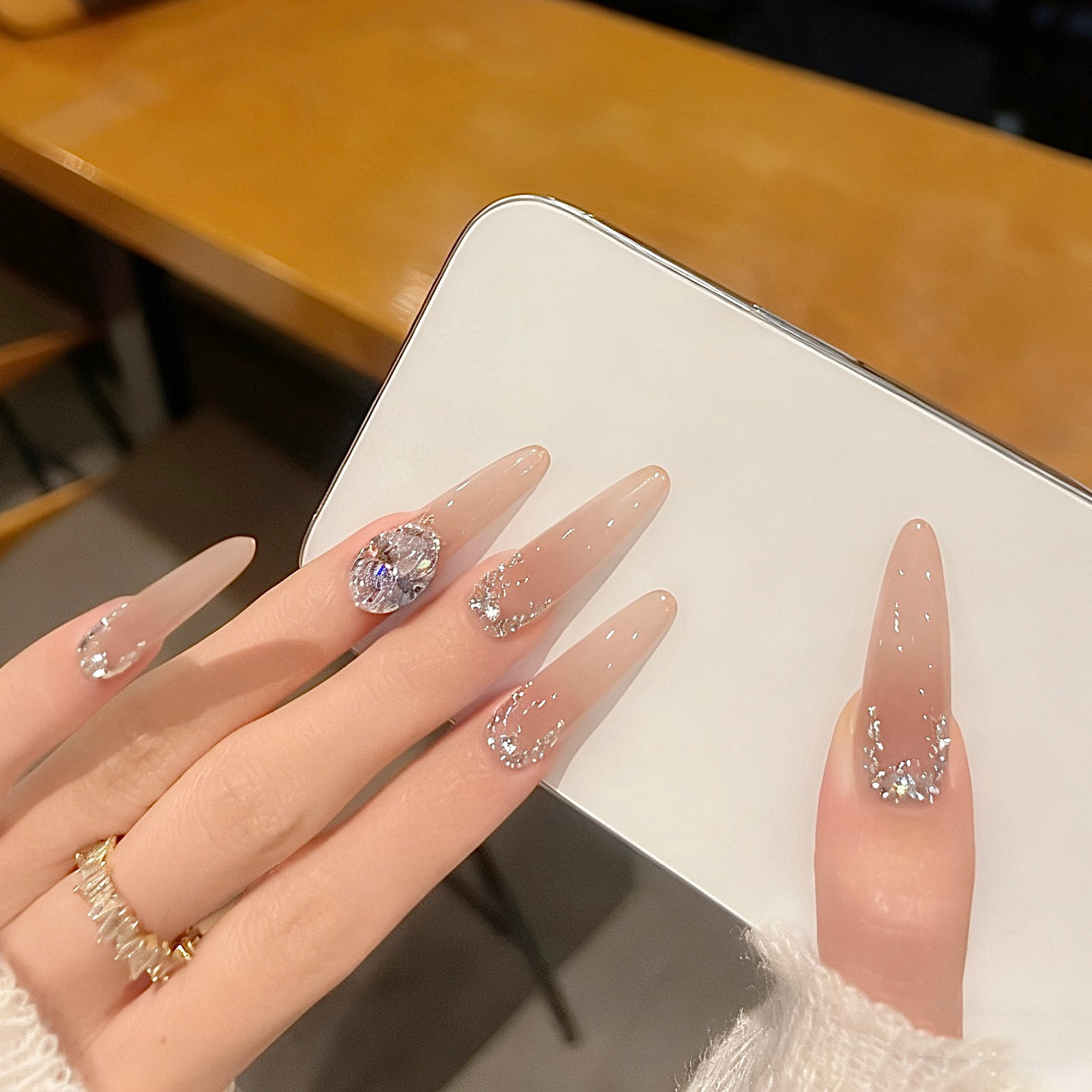 浪妞美甲贴片冷莓冻温柔气质感裸色渐变反法式锆石贴钻k9穿戴甲片,彩妆/香水/美妆工具,穿戴甲/甲片,淘宝优惠券,粉丝福利购,淘宝优惠卷