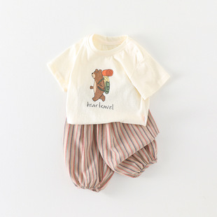 宝宝卡通新款 套装 夏季 2026夏款 休闲洋气两件套公主风 儿童T恤短袖