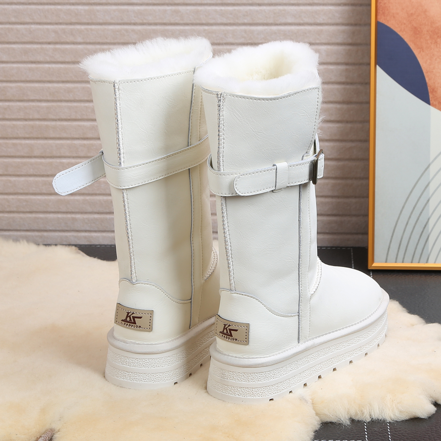 内里纯羊毛！高筒厚底雪地靴女
