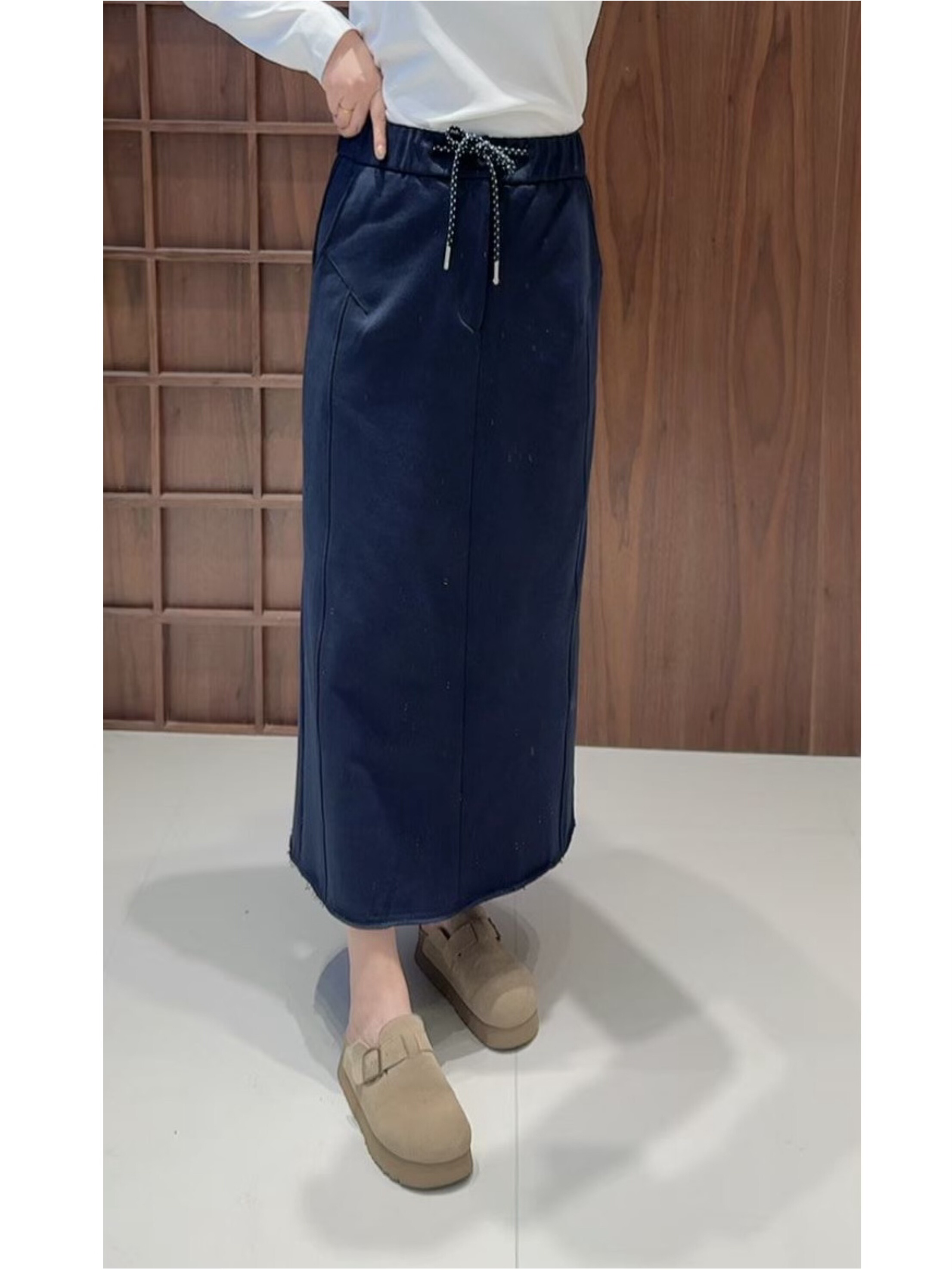 妃儿红625秋加大码半身裙 松紧腰休闲包臀裙显瘦一步长裙