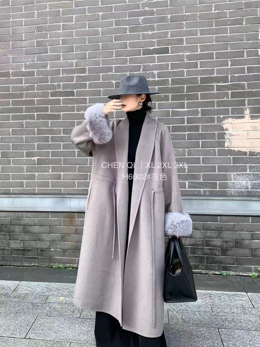 宸祺6002冬季加大码羊毛大衣女 时尚抽绳收腰狐狸毛双面羊毛外套,女装/女士精品,大码呢大衣,淘宝优惠券,粉丝福利购,淘宝优惠卷