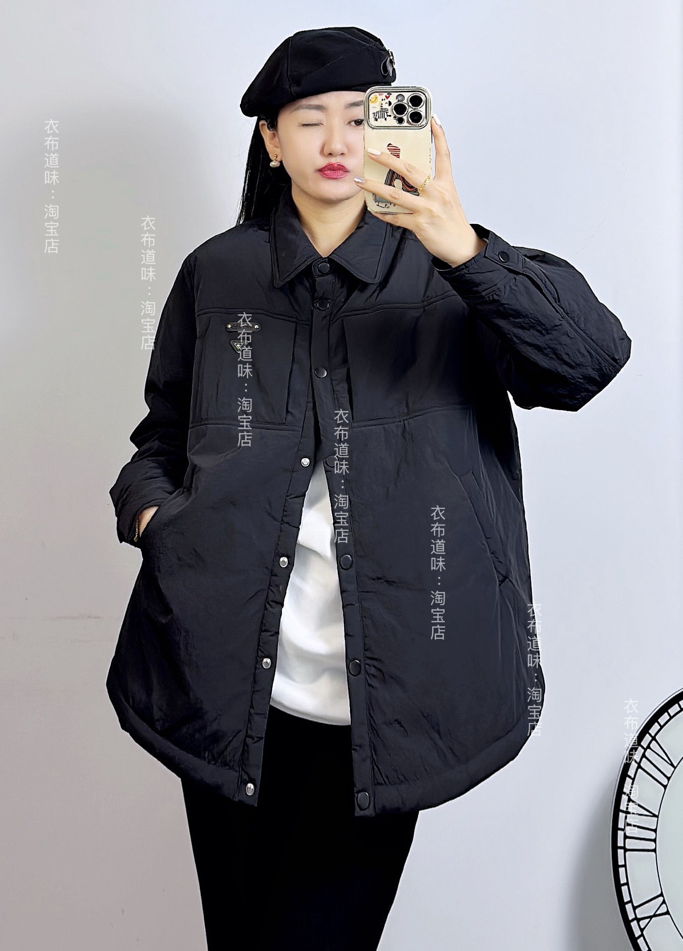 UP潮牌3186冬加大码轻薄棉衣女 韩版翻领宽松休闲棉服外套