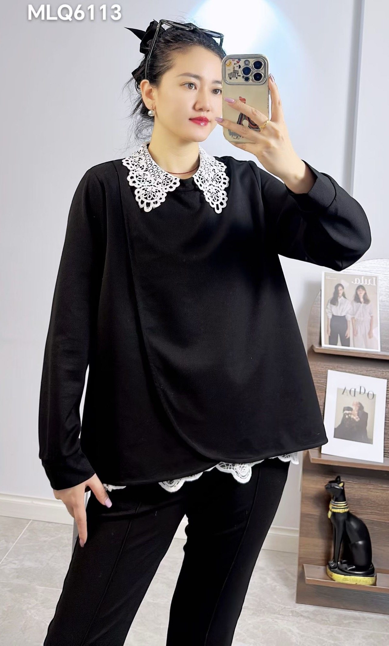 米莱奇6113春加大码卫衣女 蕾丝拼接娃娃领洋气减龄假两件上衣,女装/女士精品,大码内搭,淘宝优惠券,粉丝福利购,淘宝优惠卷