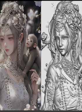 STL立体作图接图精雕作图代画平面家具浮雕制图圆雕图AI灰度图