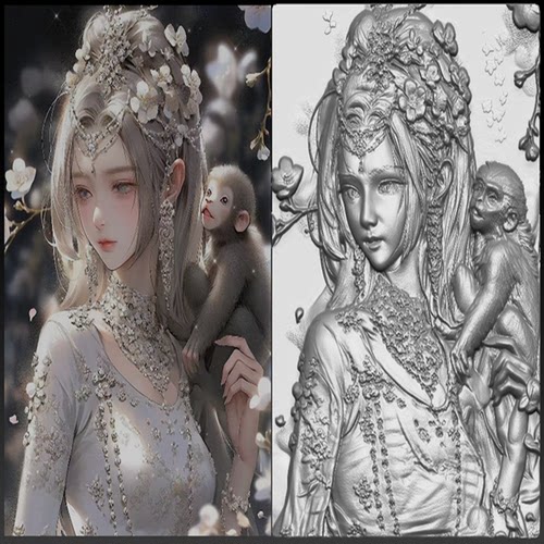 STL立体作图接图精雕作图代画平面家具浮雕制图圆雕图AI灰度图