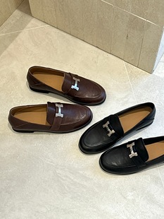 滨莉2026年春季新款真皮乐福鞋女百搭休闲鞋