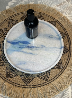 天然大理石奢石轻奢收纳圆形托盘